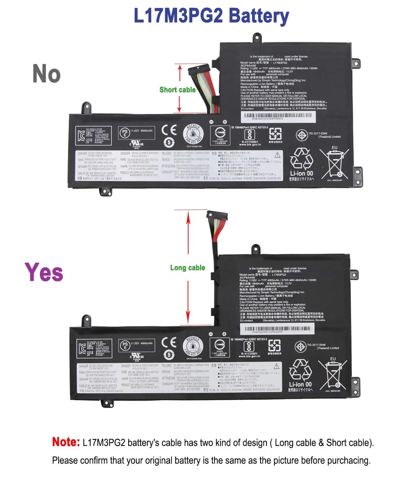 L17C3PG2 Laptop Battery for Lenovo Legion Y7000 1060 Y7000P Y530 Y530-15ICH Y730 Y740-15ICH L17M3PG2 L17M3PG1 L17C3PG1 L17L3PG1