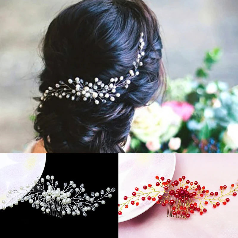 Beautiful Bridal Hair Comb Wedding Dress Hair Accessories Clip Hair Pins for Women Pearl Jewelry Bride Headdress Ornaments