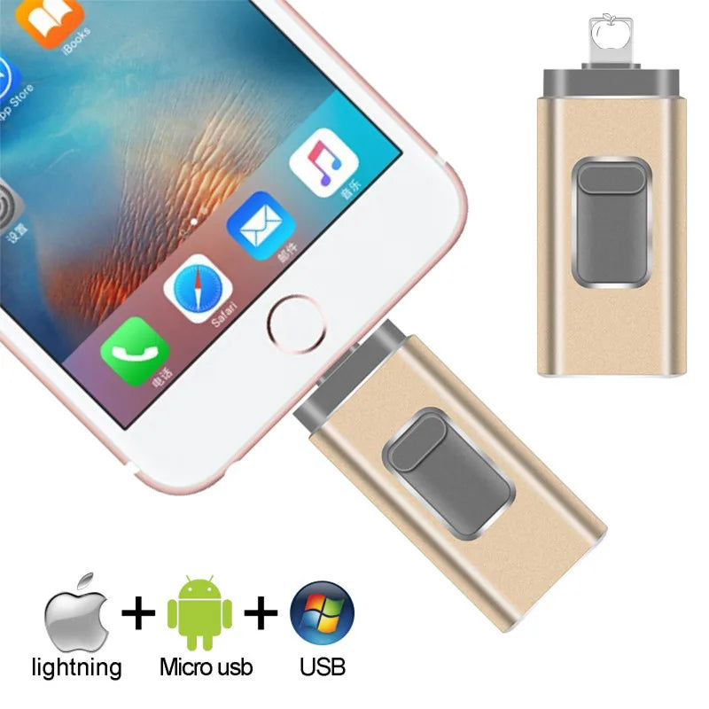 Usb Flash Drive pendrive For iPhone 6/6s/6Plus/7/7Plus/8/X Usb/Otg/Lightning 32g 64gb Pen Drive For iOS External Storage Devices