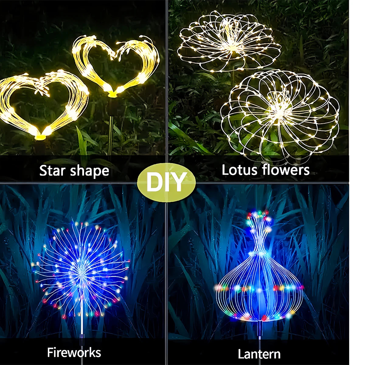 420LED Solar Firework Lights Outdoor IP65 Waterproof 300/200/60LED Solar Garden Flower Lights 1 Pack With 8 Lighting Modes Light