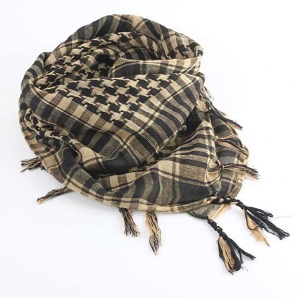 Scarf Army with Tassel for Men Women Scarf Mask Scarf Unisex Lightweight Plaid Pattern Cotton Keffiyeh Scarf for Winter