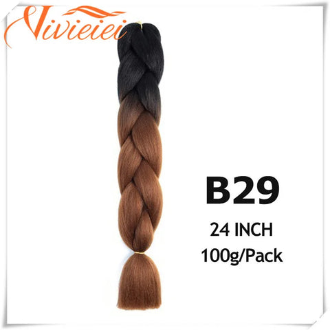 VIVIEIEI Synthetic Braiding Hair 24 Inch Jumbo Braid Ombre Jumbo Hair Extension for Women DIY Hair Braids Purple Pink Yellow Red