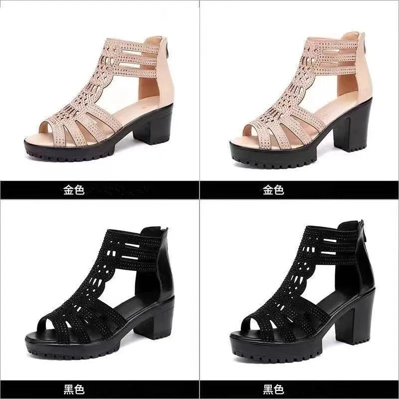 Ladies Elegant Low Heel Sandals for Women Fashion