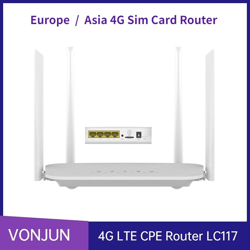 LC112 4G Wireless Router WAN LAN Plus 4 Antenna Sim Card LTE CPE  IMEI Modify Modem LC117