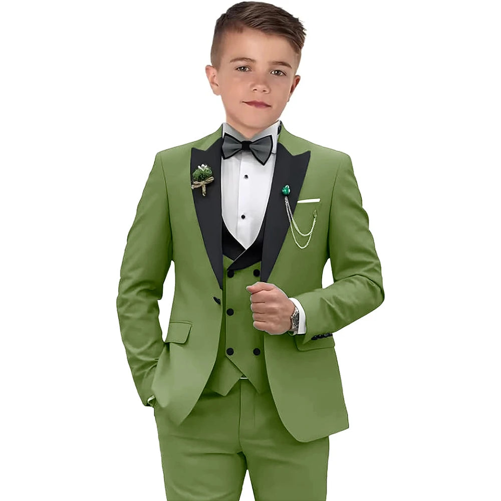 Kid's 3 Piece Suit Set Blazer Vest Pants Wedding Suits for Page Boy