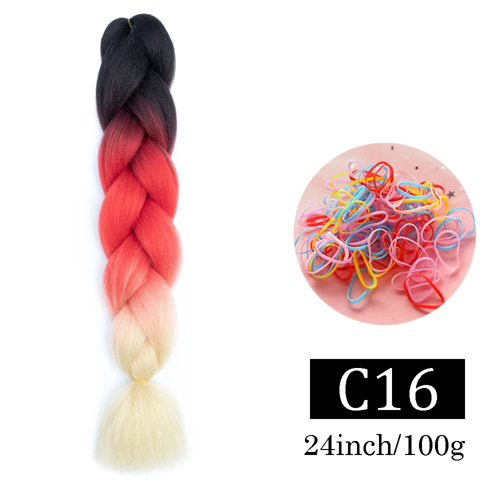 24 Inch Jumbo Braids Extensions Synthetic Braiding Hair Afro Ombre Color kanekalon Hair for Children Braid