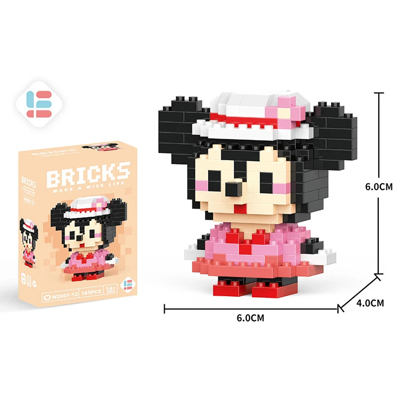 Disney Anime Princess Building Blocks Stitch Mickey Mouse mini Action toy Figures Blocks Toys Bricks Assemble Toys Kids Gifts