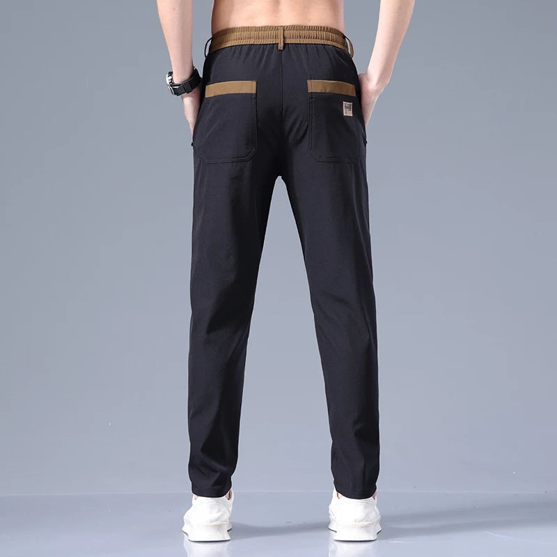 Men's Pants  Summer New Black Gray Thin Business Casual Golf Pants Outdoor Elastic Breathable Straight Leg Sweatpants