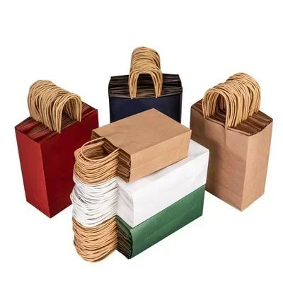 10PCS Candy Colorful Shopping Bags Kraft Paper