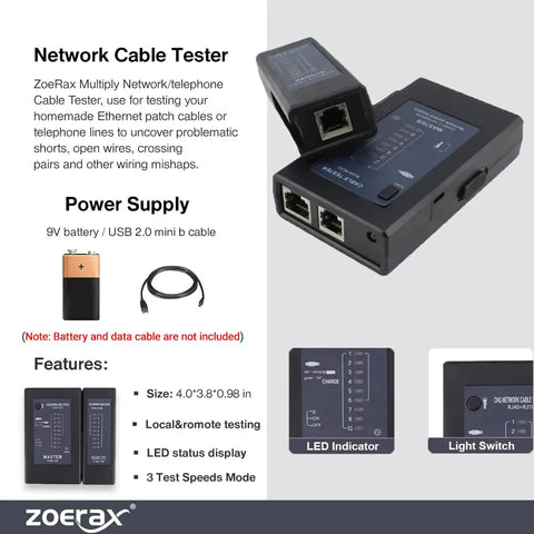 ZOERAX Professional Network Tool Kit, 8 in 1 RJ45 Crimp Tool Kit - Pass Through Crimper, RJ45 Tester, Punch Down Tool, Stripper