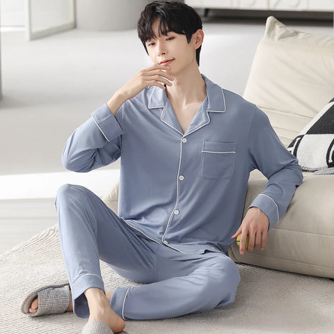 Autumn Pajamas Sets Men Long Sleeve