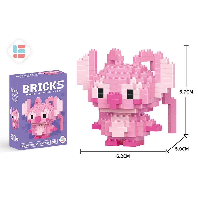 Disney Anime Princess Building Blocks Stitch Mickey Mouse mini Action toy Figures Blocks Toys Bricks Assemble Toys Kids Gifts