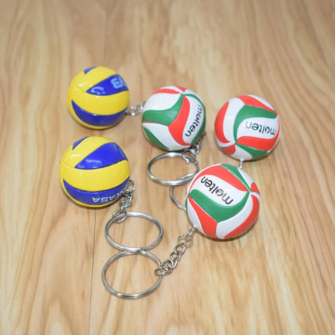 PVC Volleyball Key Chain Creative Cartoon Beach Ball Sports Keychain Mini Ball Souvenir Release Toy Boyfriend Gift Accessory