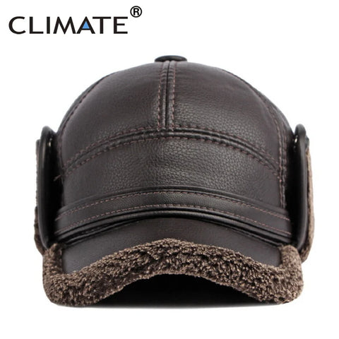 CLIMATE Winter Warm Ear Protect Cap Hat Men Outdoor Windproof Cap Bomber Hat Baseball Cap Ear Warm Man Dad Father Grandpa Gift