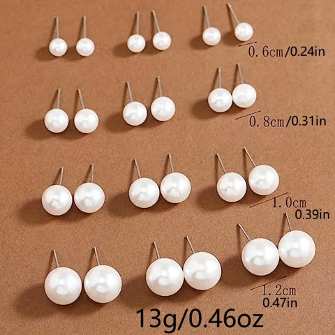 Modyle 2024 New White Simulated Pearl Earrings Set For Women Big Small Ball Stud Ear Wedding Jewelry Brincos Bijoux