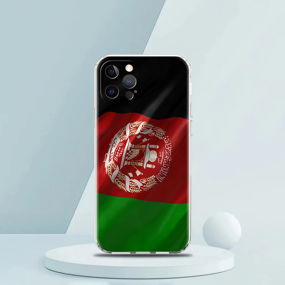 Afghan Afghanistan Flag Case for iPhone 15 14 13 12 Pro Max Cover Transparent for iPhone 11 Pro Max 7 8 Plus X XS XR SE2020 Bags