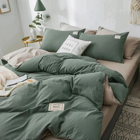 Solid Color Duvet Cover Pillow Case Bed Sheet