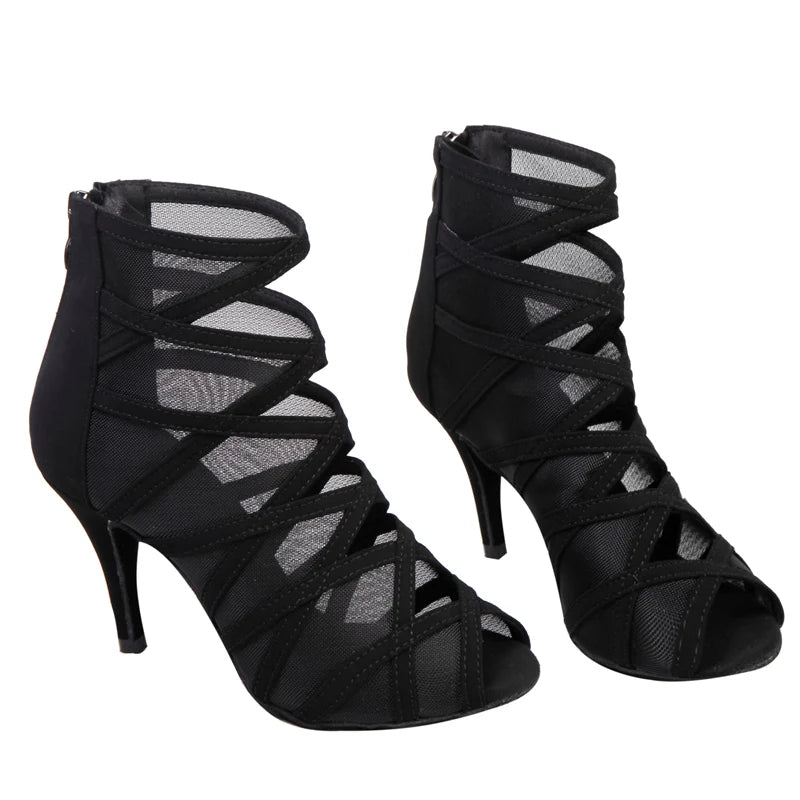 NATASHA2023 New Black Latin Dance Shoes Women's High Heels Sexy Performance Shoes Performance Party Dance Shoes 10cm