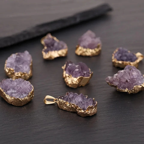 Natural Amethyst Cluster Irregular Pendant