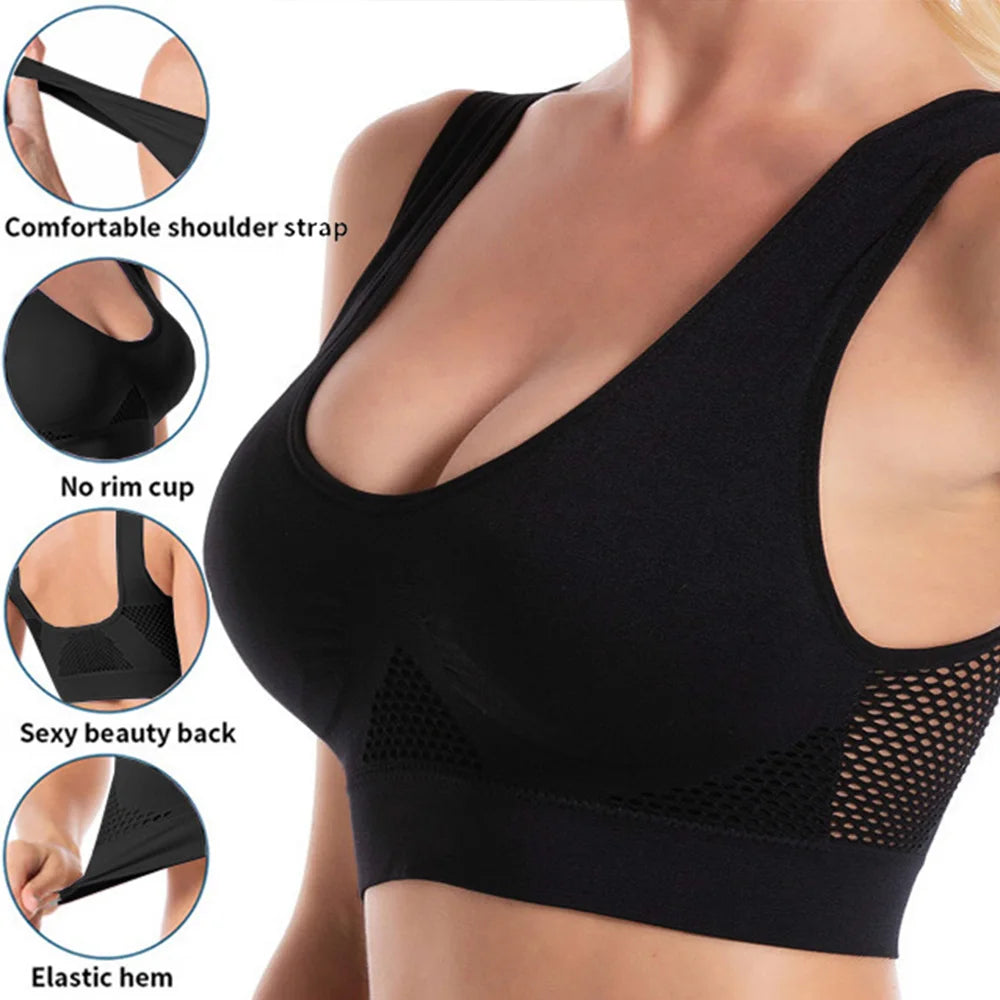 Seamless Mesh Women Sports Bras Fitness Gym Running Underwear