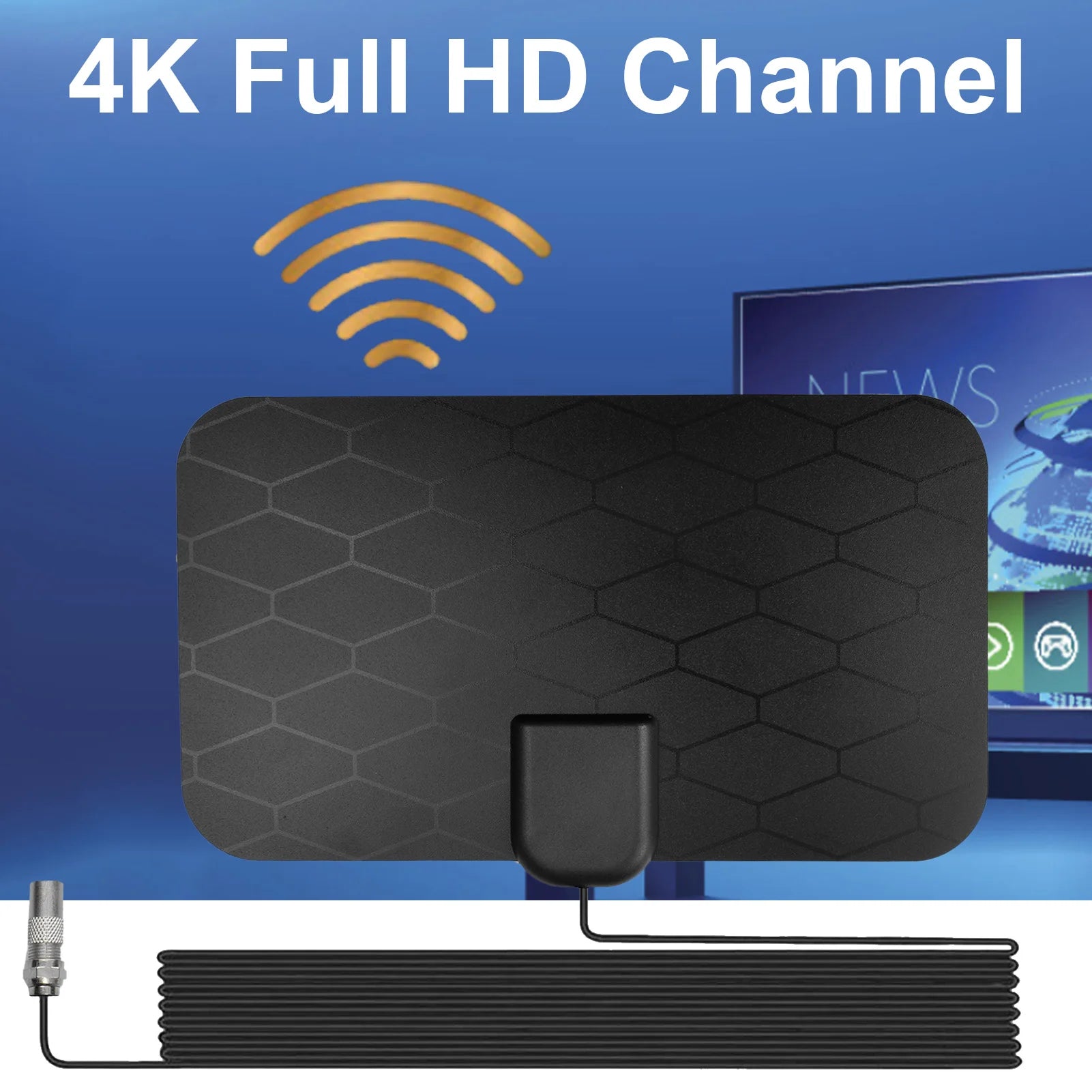 4K High Gain Grid Digital TV Antenna EU Plug Indoor TV Antenna HD