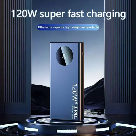 120w New Super Fast Charge 50000mAh Digital Display Ultralarge Capacity Mobile Power External Battery For Iphone Xiaomi Samsung