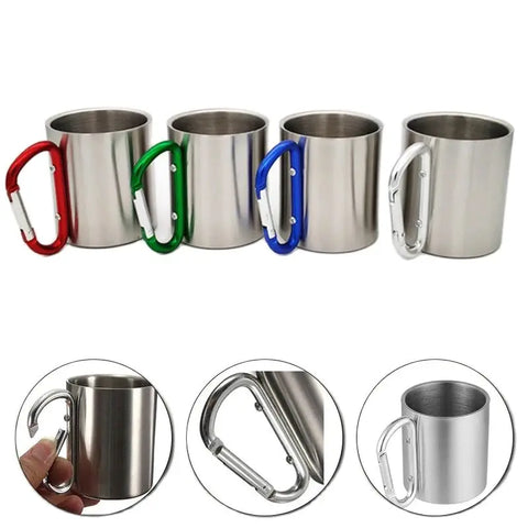 Outdoor Cup with Handle Carabiner Climbing Backpacking Hiking Portable Cups