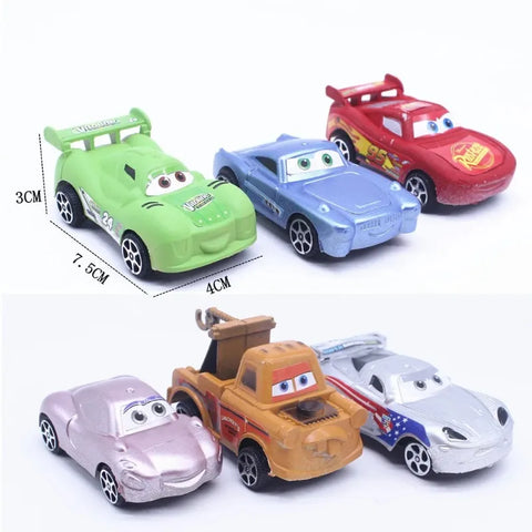 6pcs Disney PixarCar McQueen Anime Figure Kawaii Car Model Action Figure Children toys Kawaii Cake Decor Birthday Christmas Gift