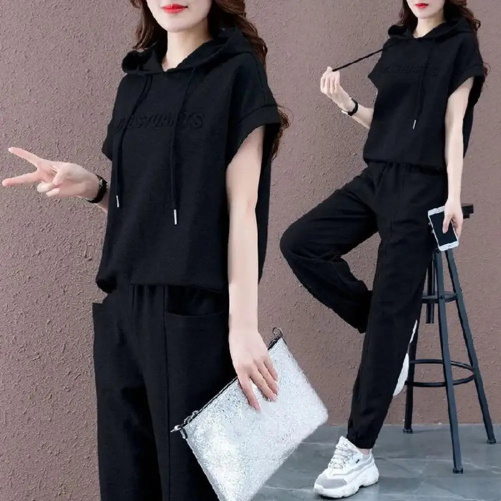 Soft Top Trousers Suit Loose Summer Hoodie Pants