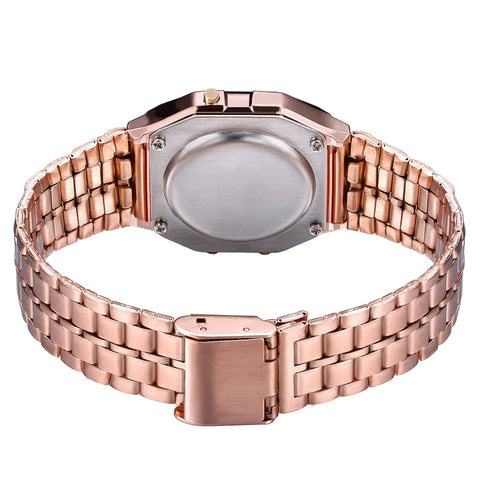 Digital Display Wristwatch Rose Gold Silver Luxury