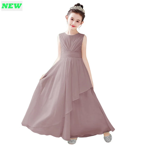 Dideyttawl Real Pictures Chiffon Flower Girl Dress For Wedding Party First Communion 2024 Little Bride Gowns Junior Bridesmaid