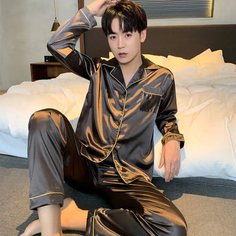 Shirt Long Sleeve Pyjama Male Fashion Soft Home Night Wear