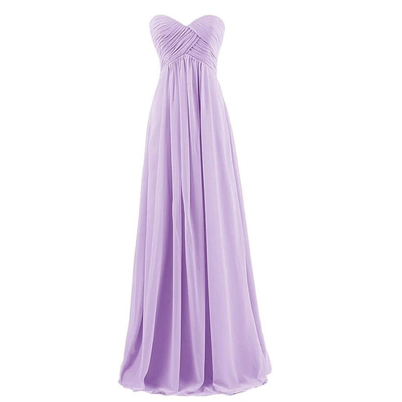 A Line Chiffon Pleat Elegant Strapless Sweetheart Bridesmaid Dresses Wedding Party Evening Formal Prom Robe De Soiree Zipper