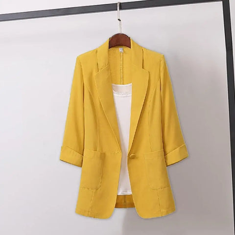 Long Sleeve Lady Women Blazer Solid Color