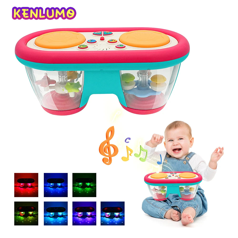 KENLUMO 2024 New Kids Musical Toy Baby Clap Drum 12+ Month Rotating Music Sensory Toys Flash Light Instrument Early Educational