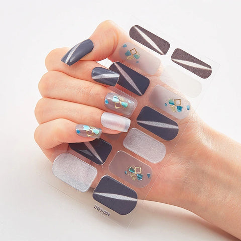 Color Nail Strips Patch Slider Nail Sticker Full Cover Decal Manicure Patch