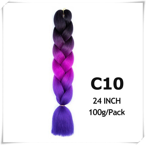 24 Inch Ombre purple jumbo Braiding Hair Synthetic