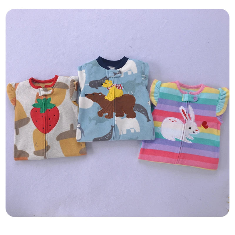 Baby Rompers Spring Autumn Clothes Zipper Fleece Boy Girl Pajamas Newborn Outfit Animal Jumpsuit Infants Clothing 0 -12 Months