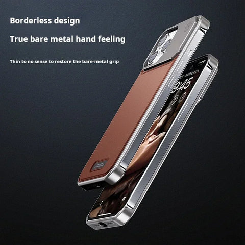 Luxury Leather Metal Phone Case For Iphone 13 14 15 Pro Max