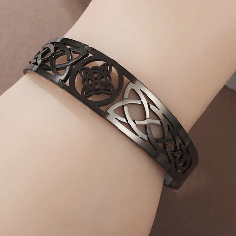 Witch Knot Cuff Bracelet Stainless Steel Pagan Witchcraft Symbol Magic Knot Good Luck Amulet Bangls Celtic Knot Jewelry