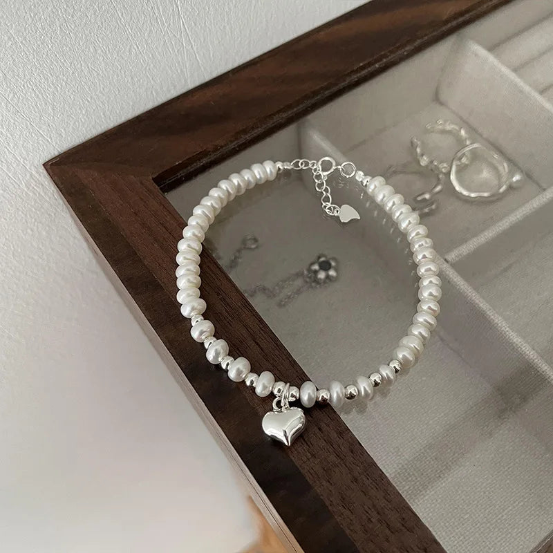 VENTFILLE 925 Sterling Silver Pearls Bamboo Knots Bracelet for Women Girl Simple Korean Jewelry Birthday Gift Dropshipping