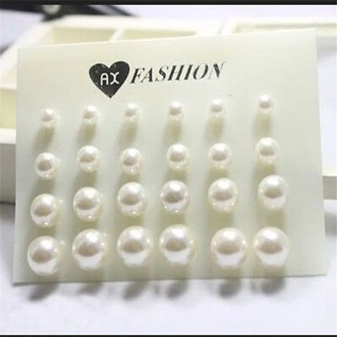 Imitation Pearl Stud Earrings Set