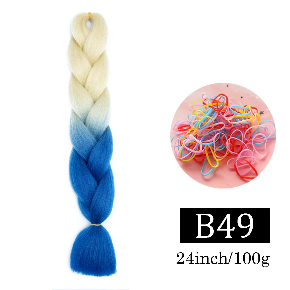 24 Inch Jumbo Braids Extensions Synthetic Braiding Hair Afro Ombre Color kanekalon Hair for Children Braid