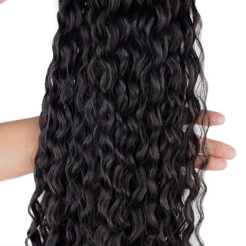 22 Inch Deep Curly Ponytail Extension Drawstring Ponytails Black Wig For Women Synthetic Hair Extensions Curly Daily Party Use