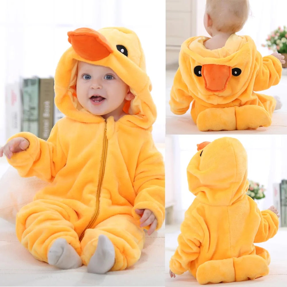 Newborn Baby Boy Clothing Animal Cartoon Hooded Jumpsuits Winter Baby Pajamas Onesies Kids Sleepwear Newborn Baby Pyjamas