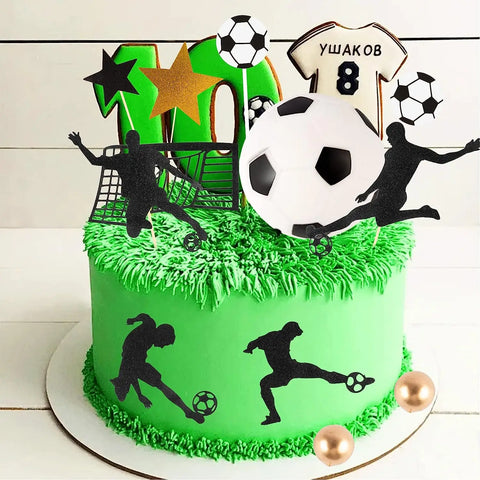 34PcsFootball Boy Cake Decoration Football Field Player Doll Cupcake Top Happy Birthday Decoration Sports Children's Boy