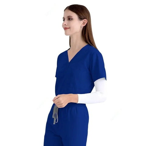 Hospital Doctor Nursing Uniform Women Wholesale Casual Short Sleeved V-neck Jogger Suits Nurse Pharmacy Working Medical Uniform