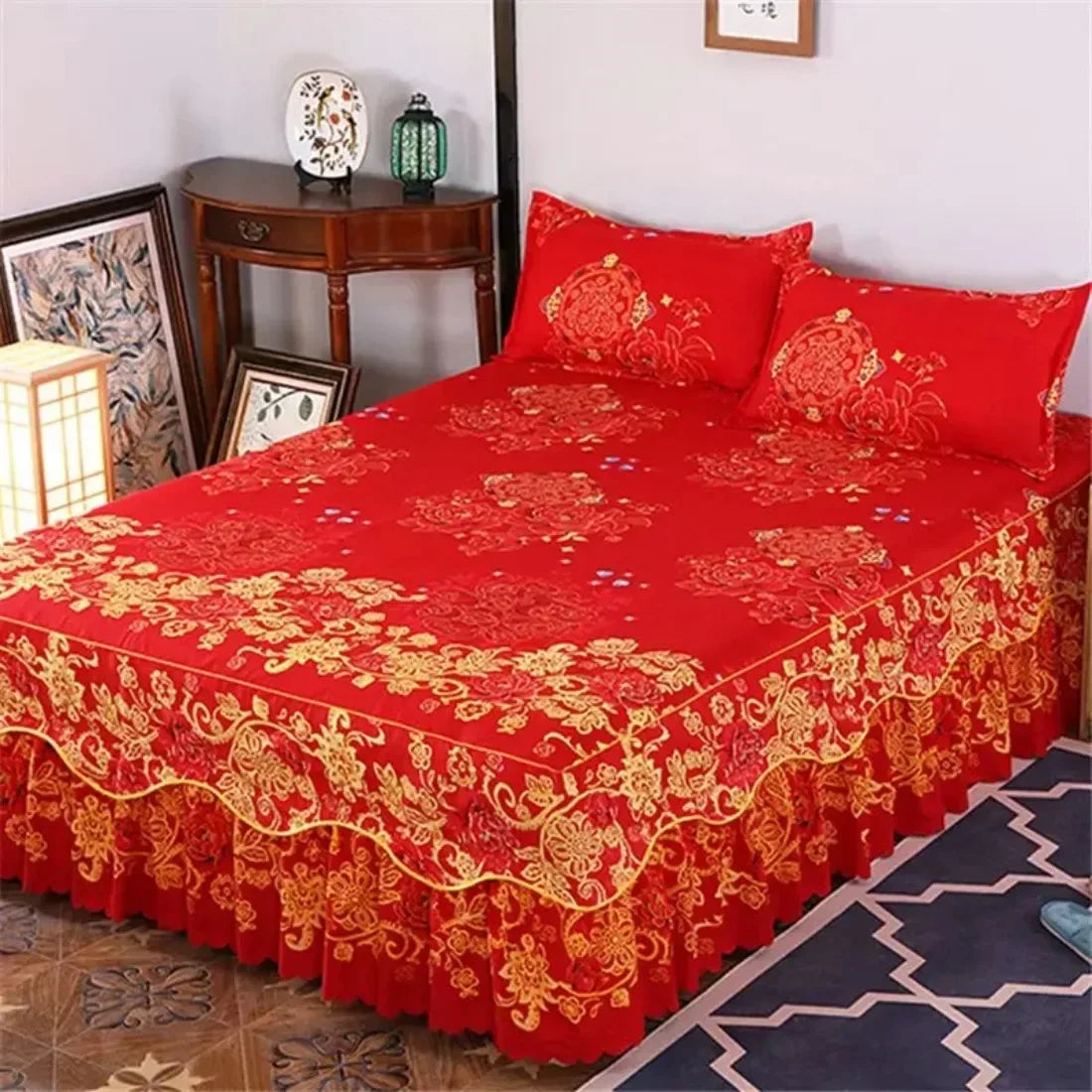 Bed Skirt Cotton Bedspread Set