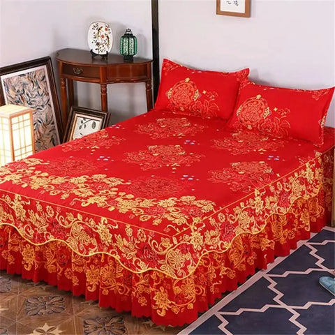 Bed Skirt Cotton Bedspread Set