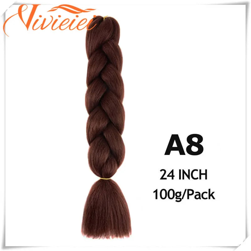 VIVIEIEI Synthetic Braiding Hair 24 Inch Jumbo Braid Ombre Jumbo Hair Extension for Women DIY Hair Braids Purple Pink Yellow Red